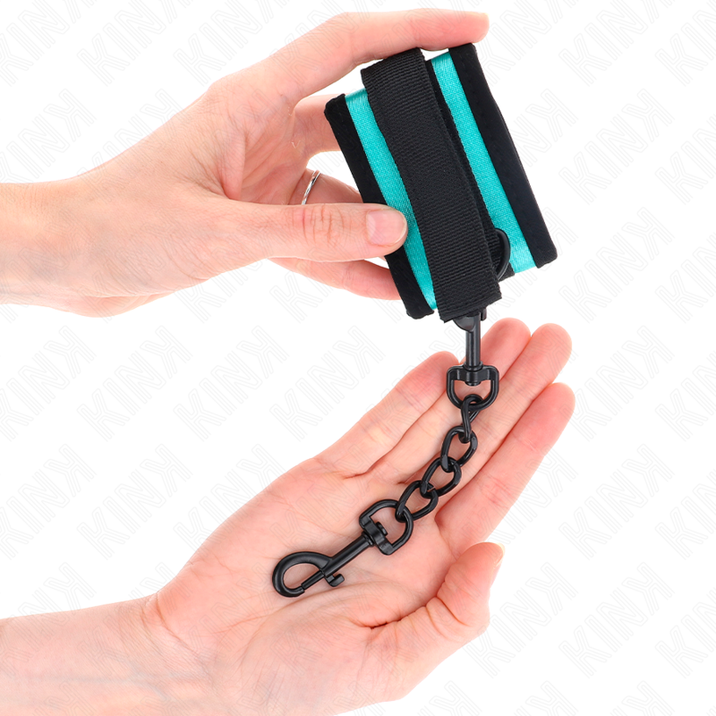 KINK - MANETTE IN NYLON CON CHIUSURA A STRAPPO E ANELLO, COLORE NERO-BLU, REGOLABILI 18-32 CM X 5 CM