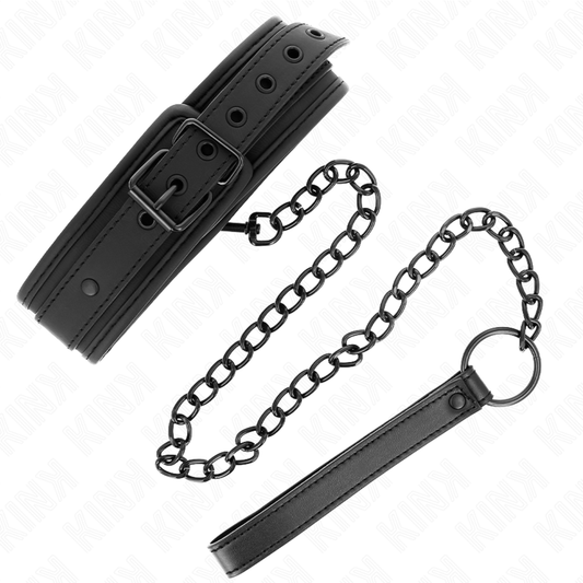 KINK - COLLARE BONDAGE IN NEOPRENE MODELLO 1 CON GUINZAGLIO 78 CM REGOLABILE 37,5 X 49,5 CM