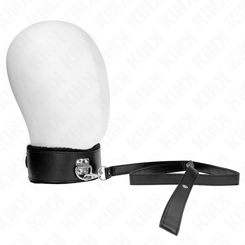 KINK - COLLARE CON GUINZAGLIO 116 CM MODELLO 4 NERO CON BORCHIE ARGENTO REGOLABILE 40-48 CM X 6 CM