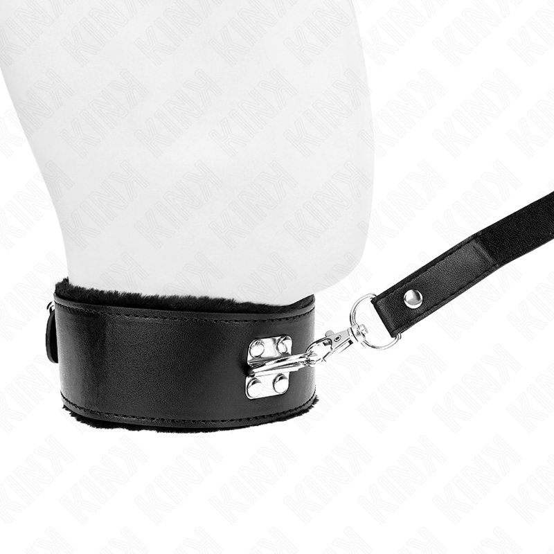 KINK - COLLARE CON GUINZAGLIO 116 CM MODELLO 4 NERO CON BORCHIE ARGENTO REGOLABILE 40-48 CM X 6 CM