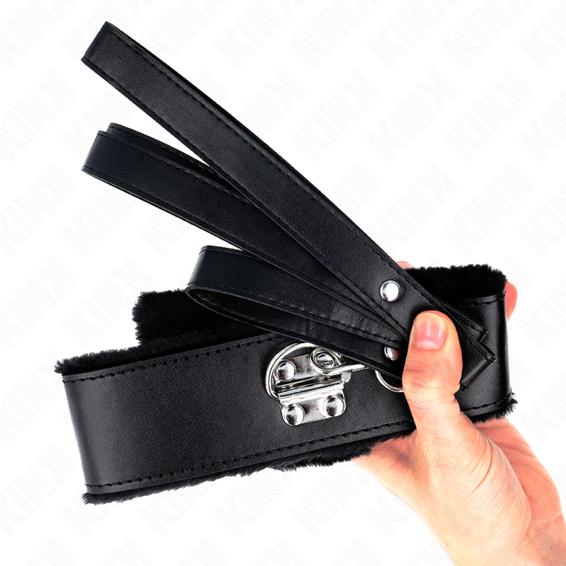 KINK - COLLARE CON GUINZAGLIO 116 CM MODELLO 4 NERO CON BORCHIE ARGENTO REGOLABILE 40-48 CM X 6 CM