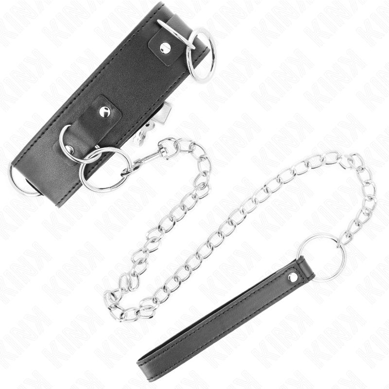 KINK - COLLARE CON GUINZAGLIO 65 CM MODELLO 3 ANELLI 2 REGOLABILI 36-43 CM X 5 CM