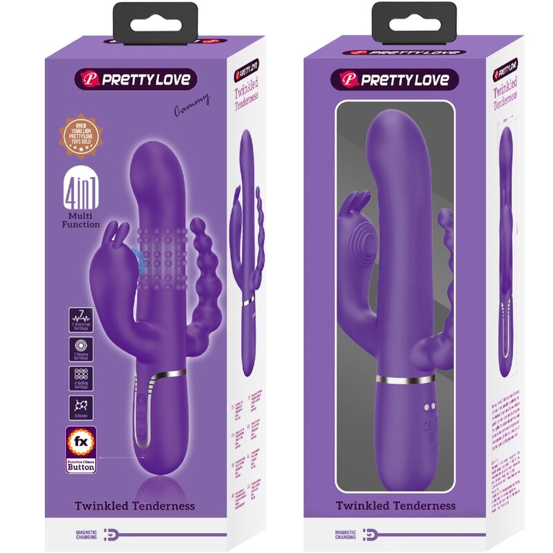 PRETTY LOVE - VIBRATORE CAMMY TRIPLO MULTIFUNZIONE 4 IN 1 VIOLA