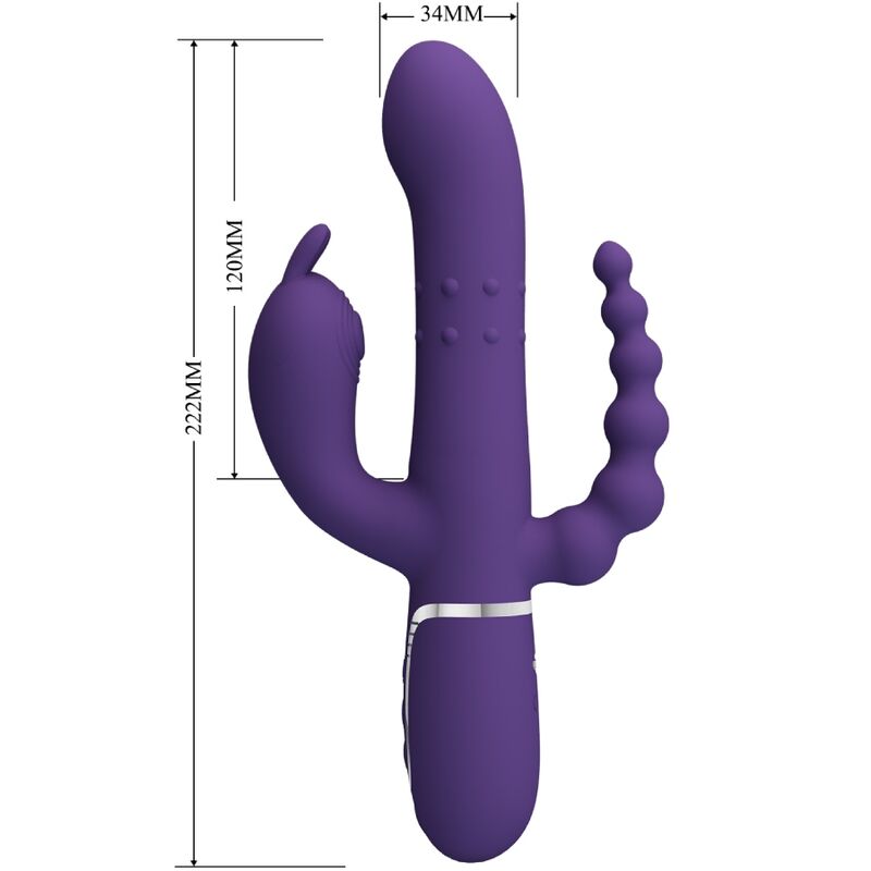 PRETTY LOVE - VIBRATORE CAMMY TRIPLO MULTIFUNZIONE 4 IN 1 VIOLA