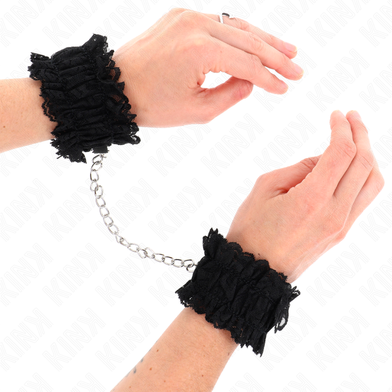KINK - CINTURINI ELASTICI IN PIZZO PER POLSI NERO