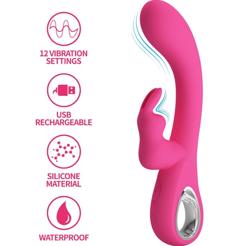 PRETTY LOVE - VIBRATORE NOVAK CON RABBIT 12 FUNZIONI ROSA