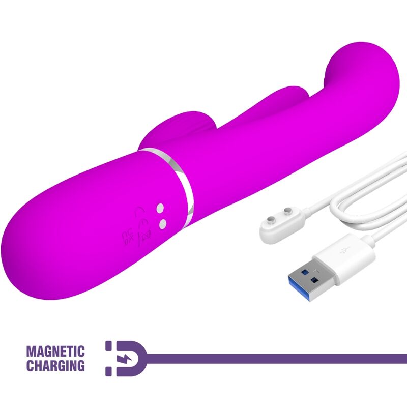 PRETTY LOVE - VIBRATORE TRIPLO SHANIA CON RABBIT MULTIFUNZIONE ROSA