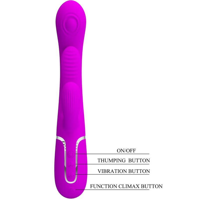 PRETTY LOVE - VIBRATORE TRIPLO SHANIA CON RABBIT MULTIFUNZIONE ROSA