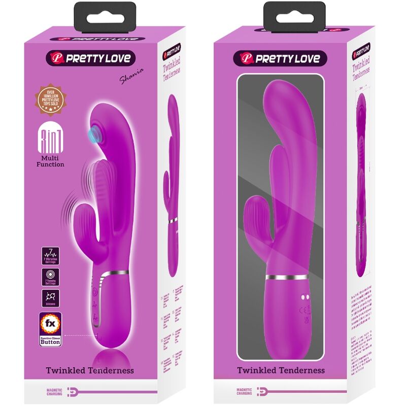 PRETTY LOVE - VIBRATORE TRIPLO SHANIA CON RABBIT MULTIFUNZIONE ROSA
