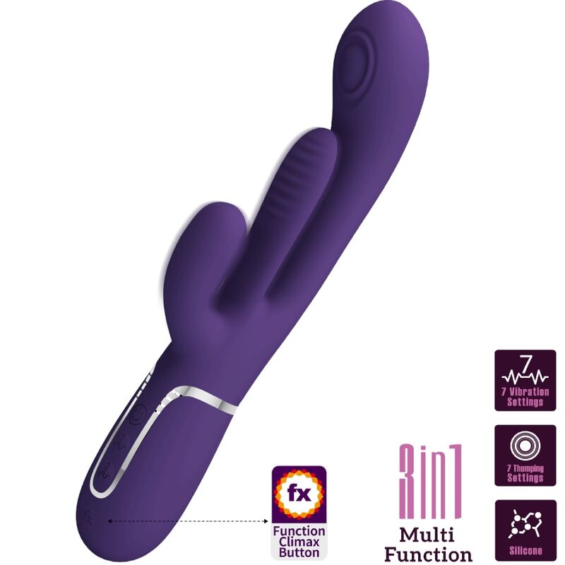 PRETTY LOVE - VIBRATORE SHANIA TRIPLO MULTIFUNZIONE CON RABBIT VIOLA