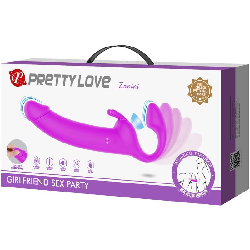 PRETTY LOVE - ZANINI STRAPLESS STRAP-ON 10 FUNZIONI VIOLA