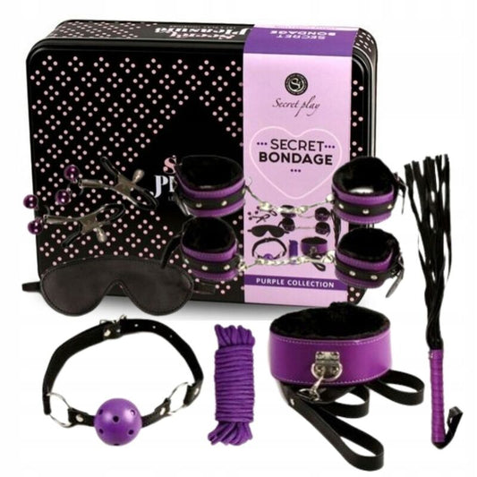SECRETPLAY - SET BDSM 8 PEZZI VIOLA/NERO
