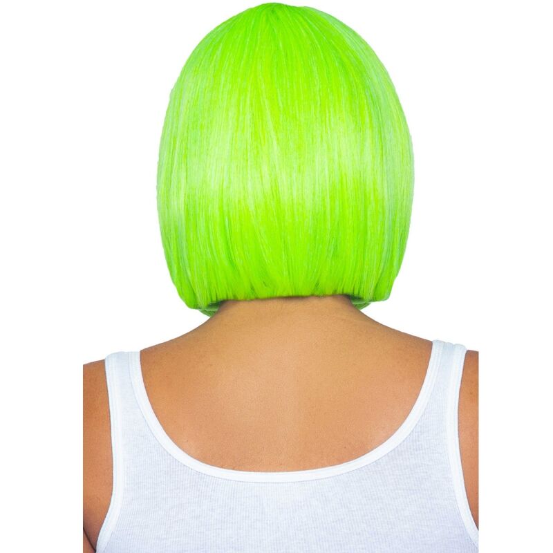 PARRUCCA BOB FLUORESCENTE VERDE NEON, EFFETTO LUMINOSO AL BUIO, TAGLIO CORTO MODERNO