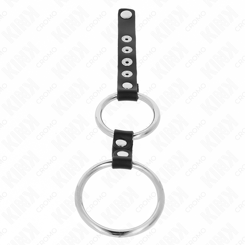 KINK - ANELLO PENE DOPPIO IN METALLO DA 3,8 CM A 5 CM CON CINTURINO IN  PELLE