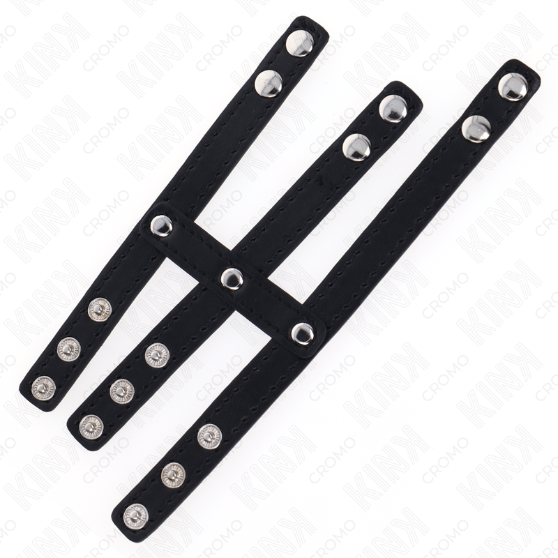 KINK - ANELLO PENE TRIPLO IN PELLE CON CHIUSURA A PRESSIONE
