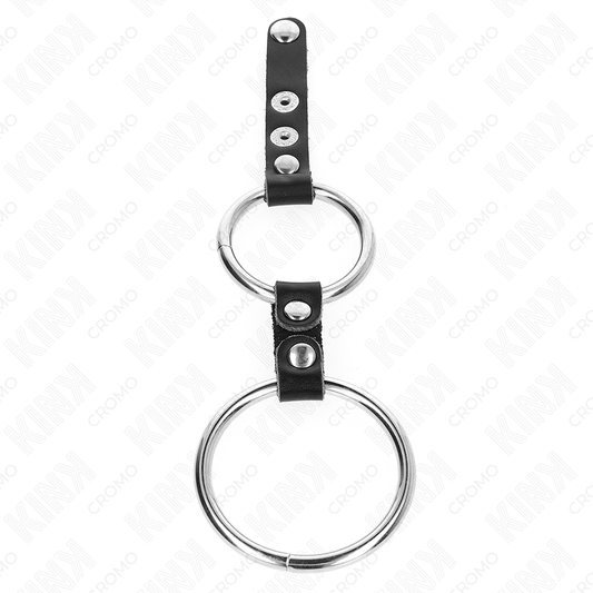 KINK - DOPPIO ANELLO PER PENE DA 3,8 CM A 5 CM CON CINTURINO IN PELLE