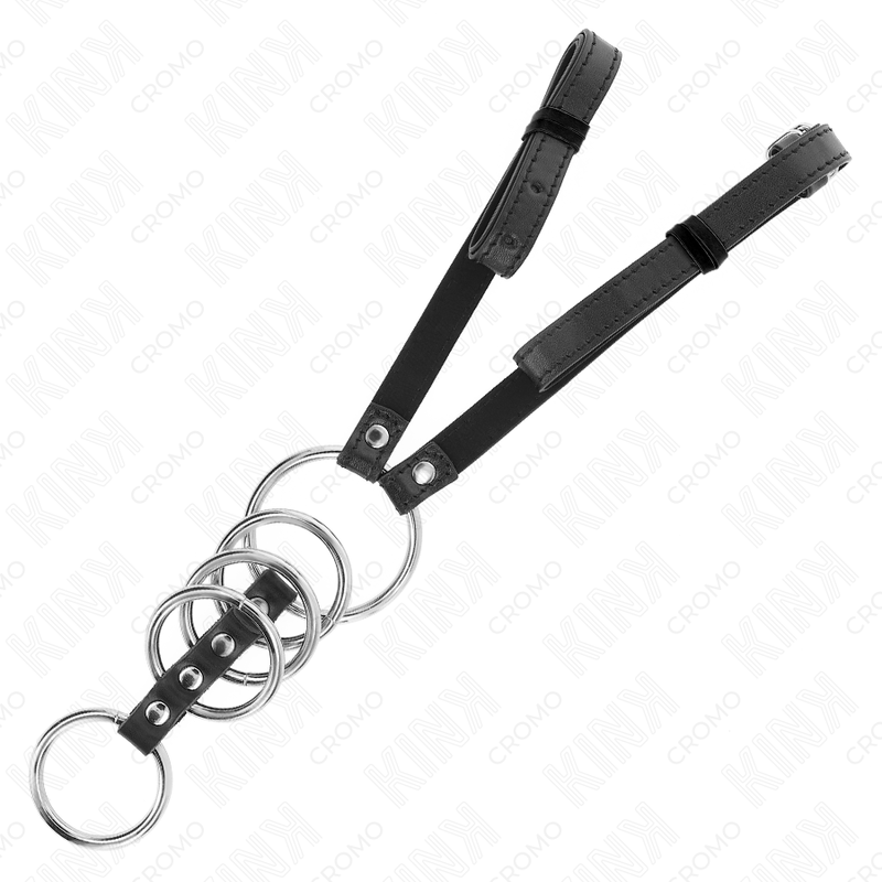 KINK - ANELLI PENE IN METALLO DA 3,8 CM A 5 CM CON CINTURINO IN PELLE 112 CM