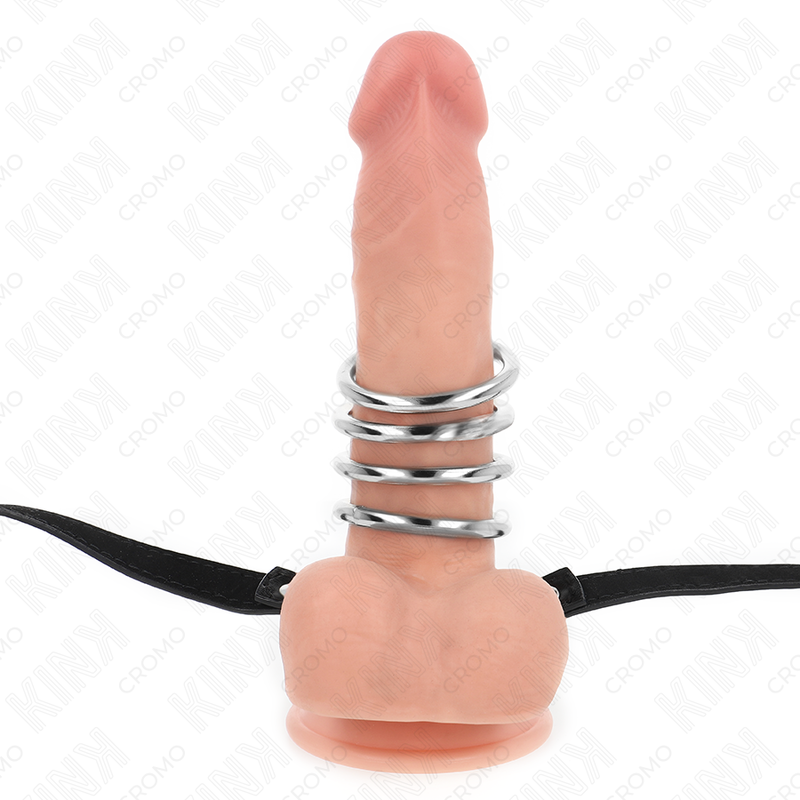 KINK - ANELLI PENE IN METALLO DA 3,8 CM A 5 CM CON CINTURINO IN PELLE 112 CM