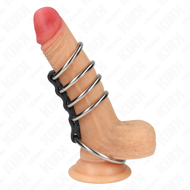 KINK - ANELLI PENE IN METALLO DA 3,7 CM A 5 CM CON CINTURINO IN PELLE