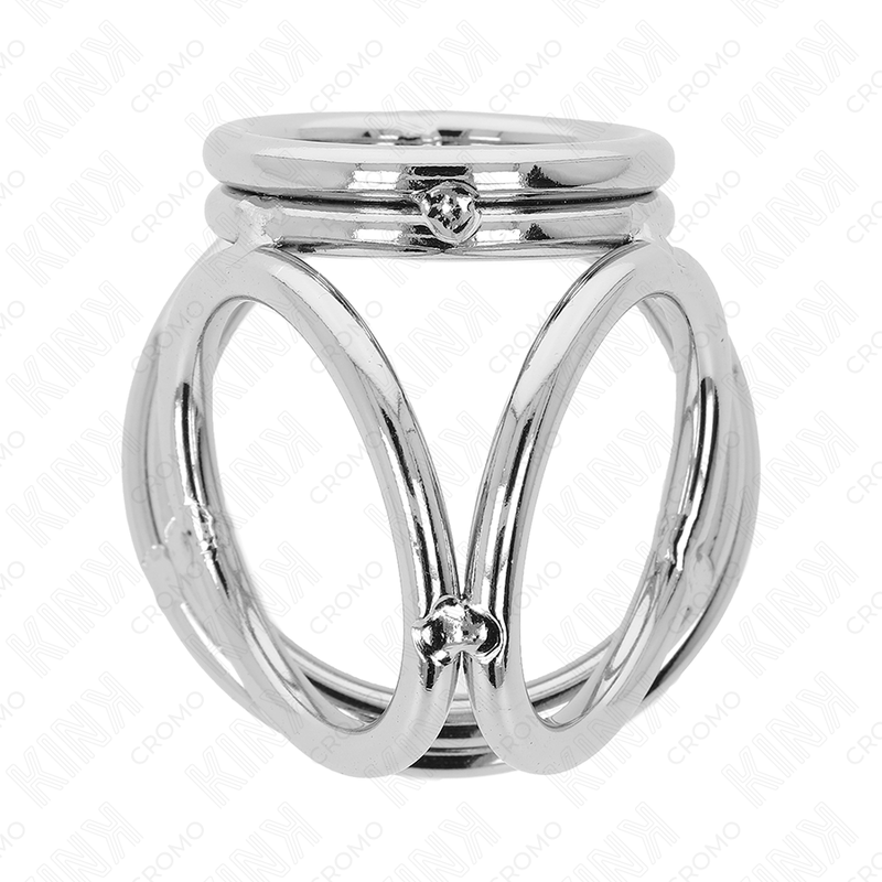 KINK - ANELLO PER PENE TRIPLO IN METALLO CROMATO DA 3,8 CM A 5 CM MODELLO 1