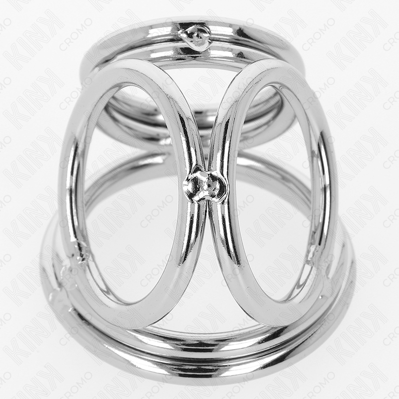 KINK - ANELLO PER PENE TRIPLO IN METALLO CROMATO DA 3,8 CM A 5 CM MODELLO 1