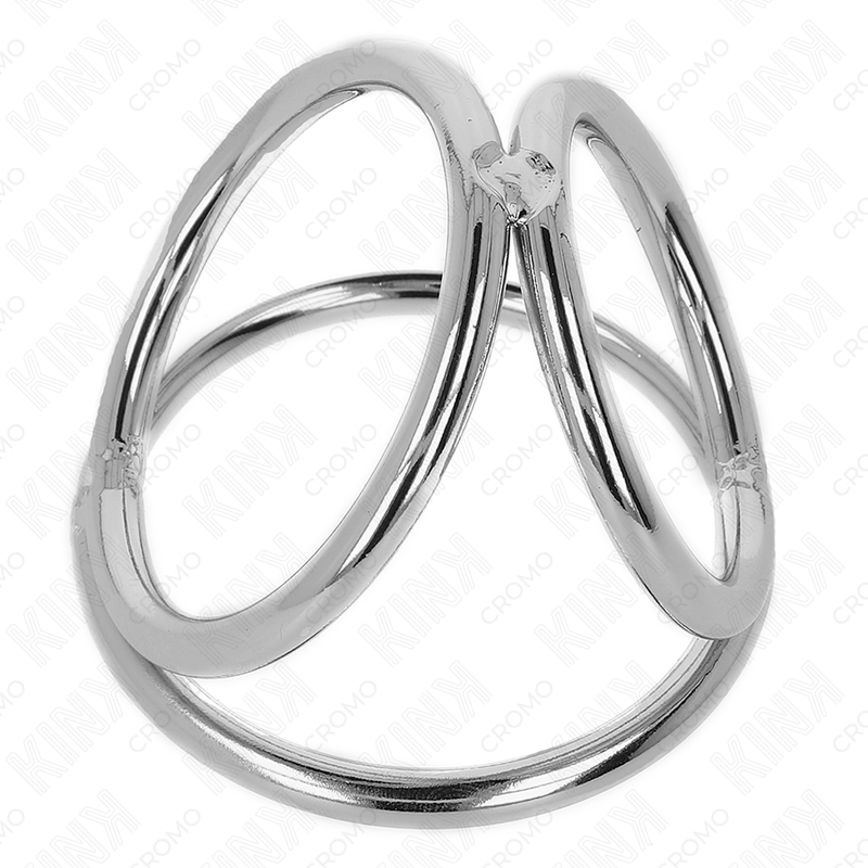 KINK - ANELLO PER PENE TRIPLO IN METALLO CROMATO DA 3,8 CM A 5 CM MODELLO 2