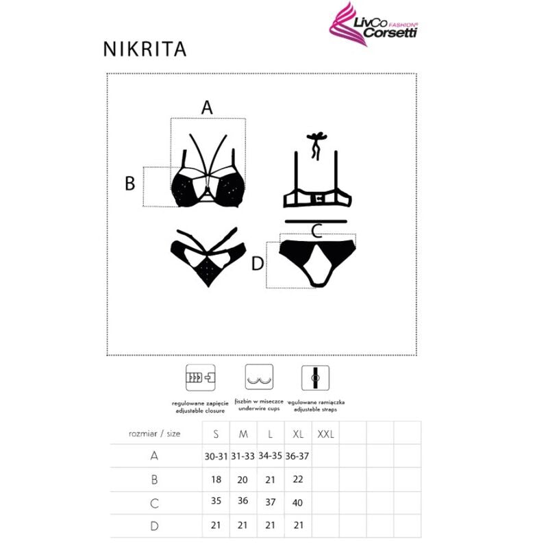 LIVCO CORSETTI FASHION - NIKRITA SET REGGISENO + SLIP NERO S LC 90647