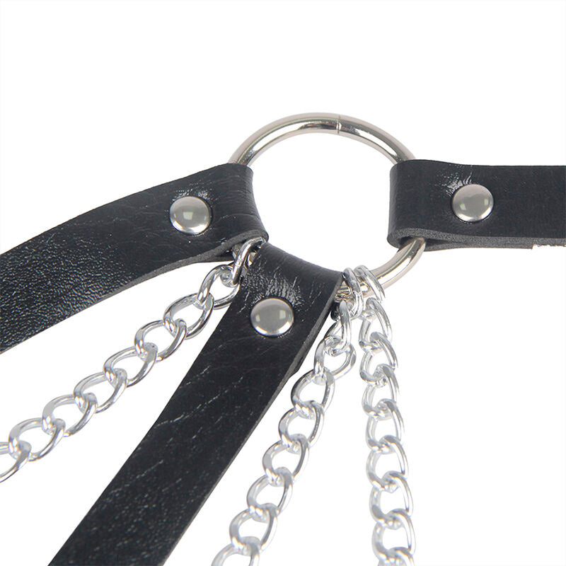SUBBLIME  - 953713 PETTORINA BONDAGE PUNK FIBBIA IN METALLO NERA TAGLIA UNICA