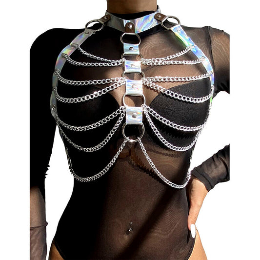 SUBBLIME - HARNESS CON ANELLI E CATENE COLOR ARGENTO T/U 953737