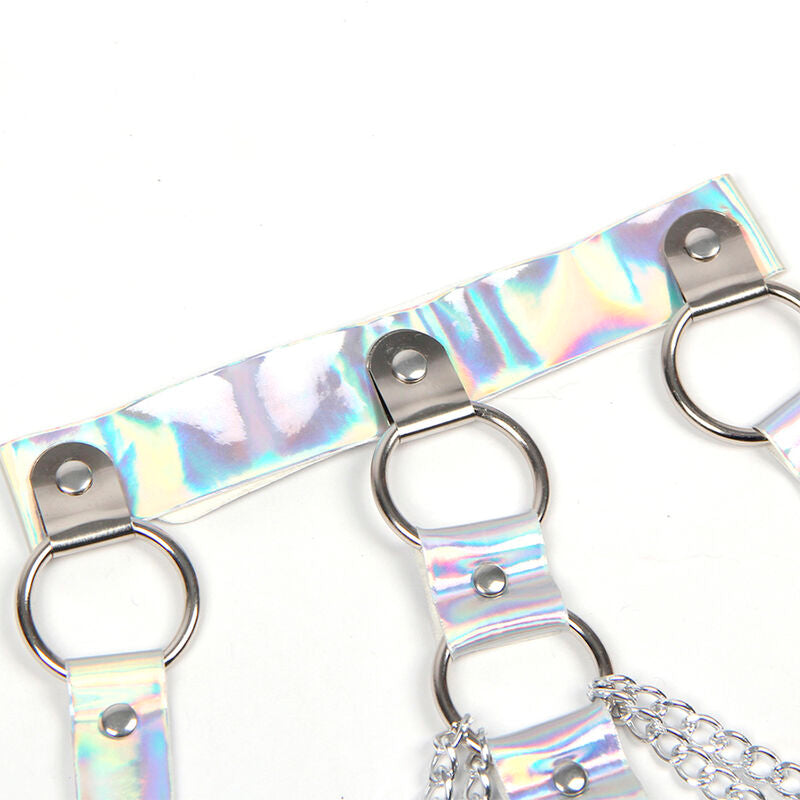 SUBBLIME - HARNESS CON ANELLI E CATENE COLOR ARGENTO T/U