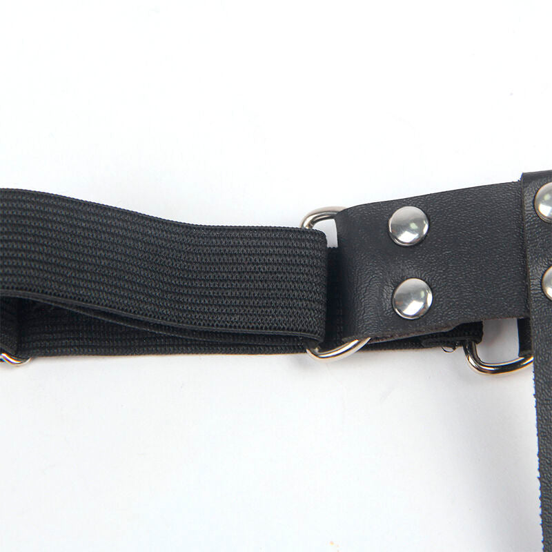 GIARRETTIERA PUNK REGOLABILE, PELLE NERA, DESIGN AUDACE