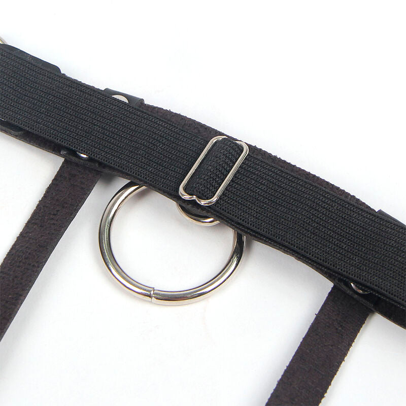 GIARRETTIERA PUNK REGOLABILE, PELLE NERA, DESIGN AUDACE