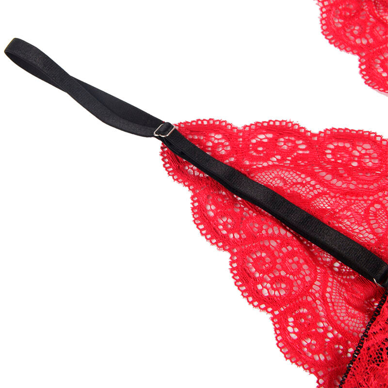 SUBBLIME - 953898 SET DA NOTTE IN SETA E PIZZO + SLIP ROSSO S/M