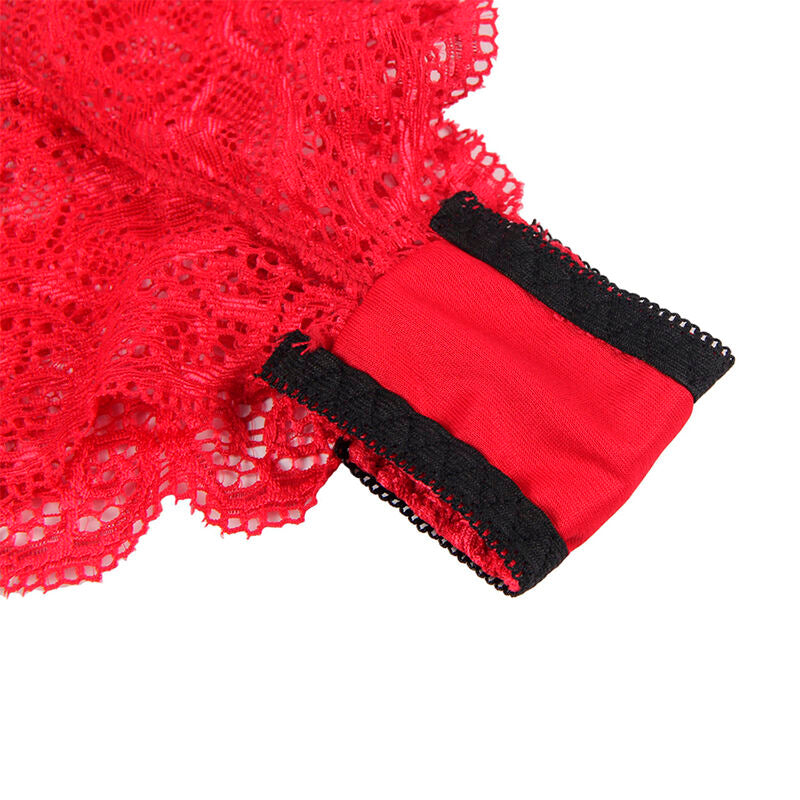 SUBBLIME - 953904 SET DA NOTTE IN SETA E PIZZO + SLIP ROSSO L/XL