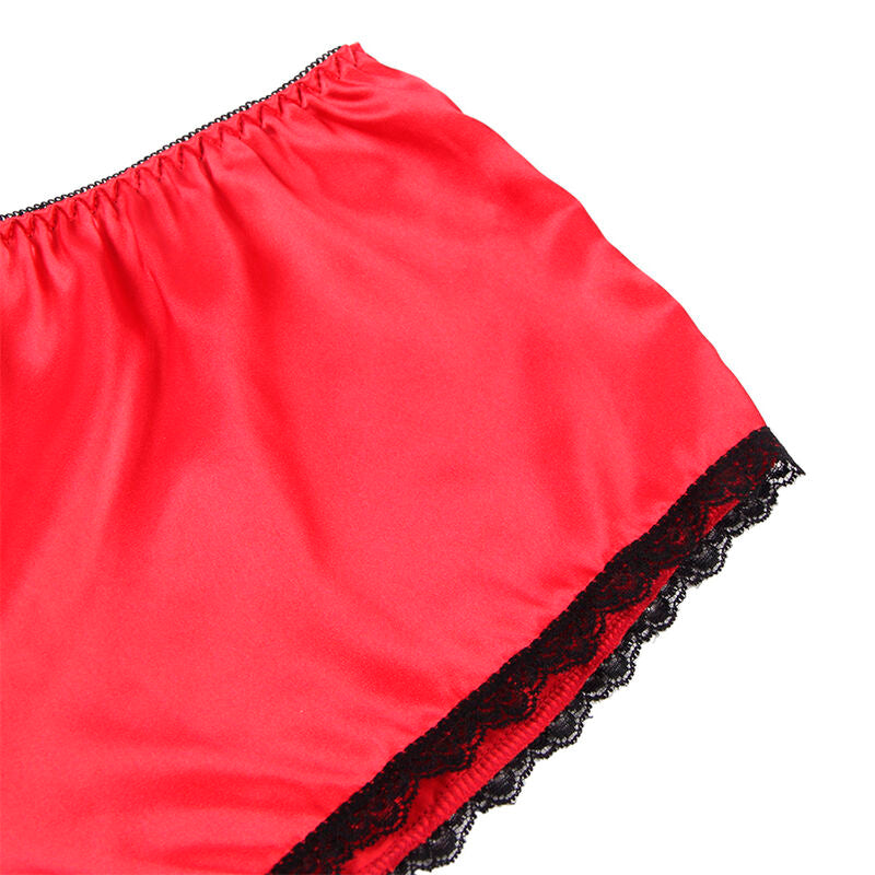 SUBBLIME - SET DA NOTTE IN SETA E PIZZO + SLIP ROSSO L/XL 953904