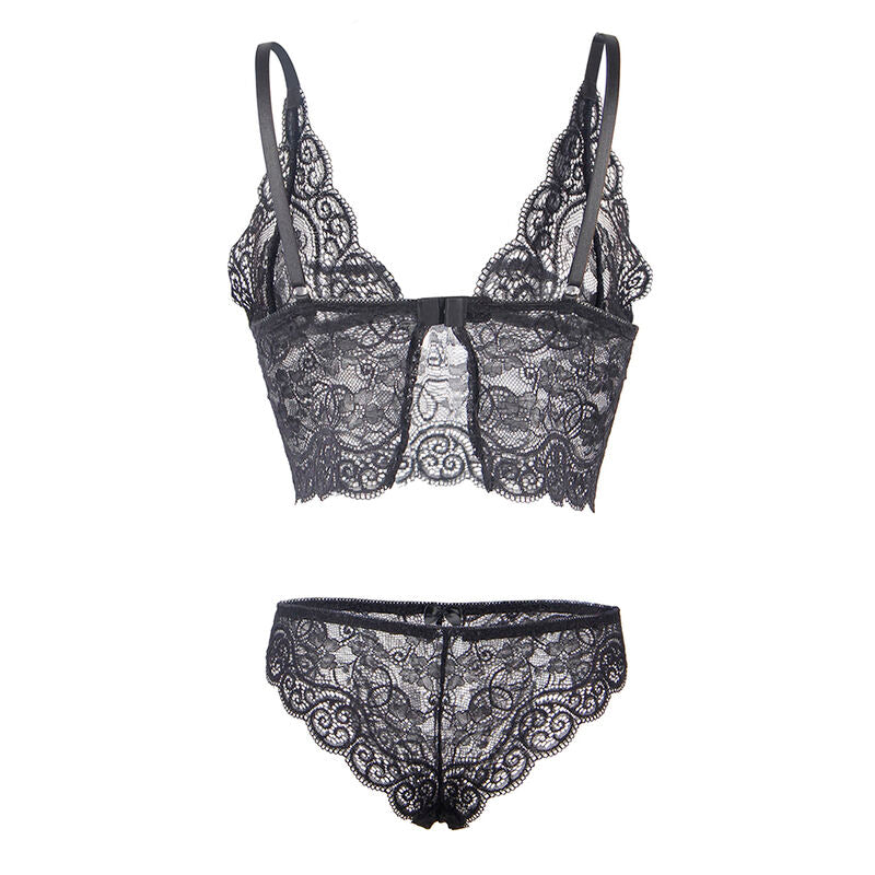 SUBBLIME - 953911 SET NOTTE IN SETA E PIZZO + SLIP NERO S/M