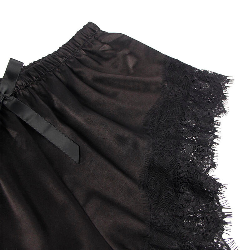 SUBBLIME - TOP CASUAL IN SETA + PANTY IN PIZZO NERO L/XL 953942