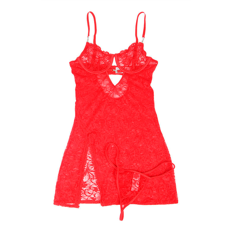 SUBBLIME - BABYDOLL IN PIZZO CON SPALLINE REGOLABILI ROSSO L/XL