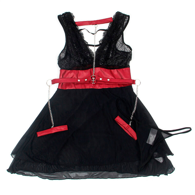 ABITO BONDAGE IN PIZZO NERO, ELEGANTE E SEDUCENTE, MASSIMO COMFORT (L/XL)