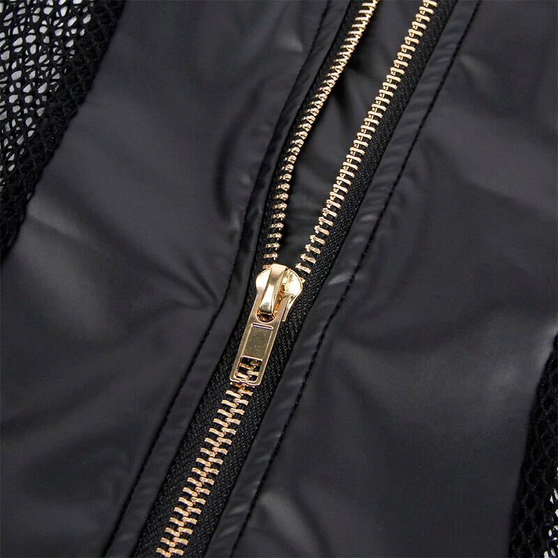 SUBBLIME - ABITO SEXY IN RETE E SIMILPELLE NERO L/XL