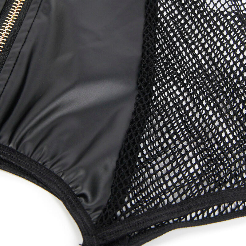 SUBBLIME - ABITO SEXY IN RETE E SIMILPELLE NERO L/XL