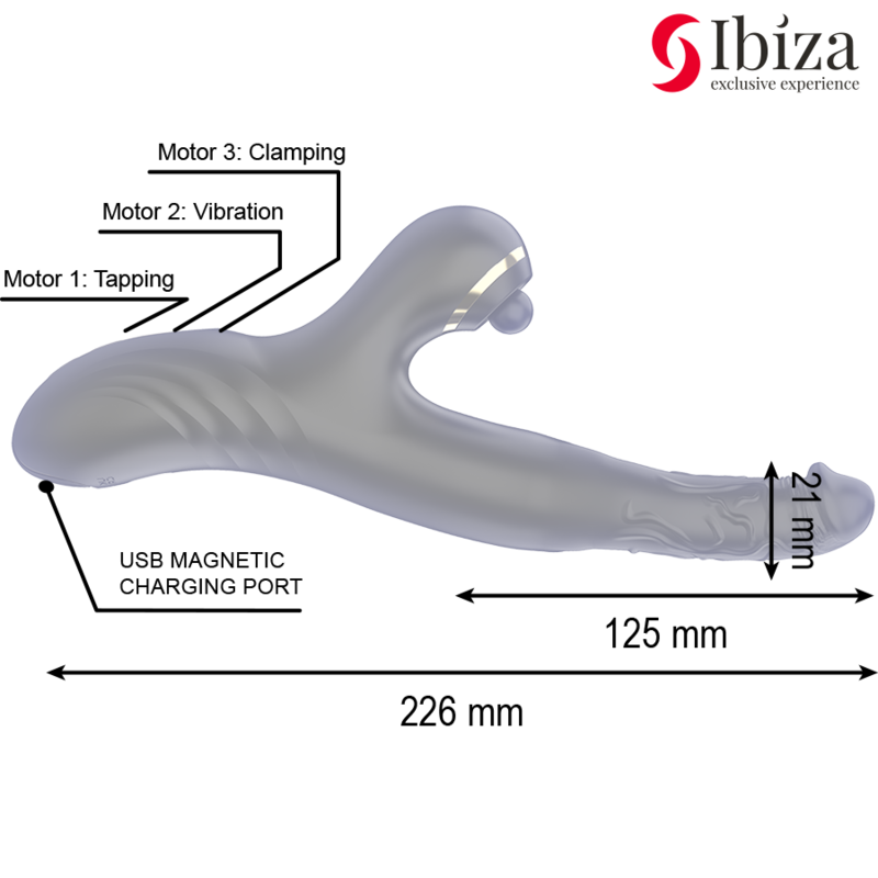 DOPPIO VIBRATORE NERO CON STIMOLATORE CLITORIDEO, DESIGN ERGONOMICO E MOTORE POTENTE