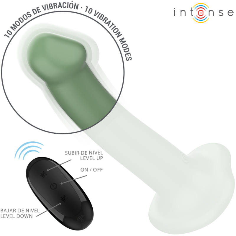 INTENSE - BECCA VIBRATORE CON VENTOSA 10 VIBRAZIONI CON TELECOMANDO VERDE