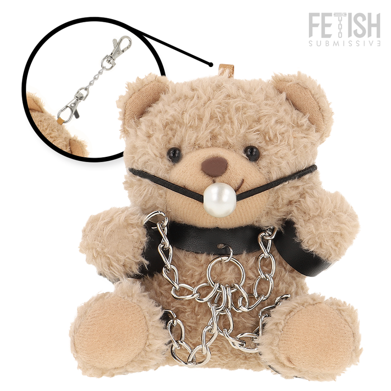 ORSETTO BDSM FOZZIE, PELUCHE FETISH CON ACCESSORI METALLICI, GANCIO INTEGRATO