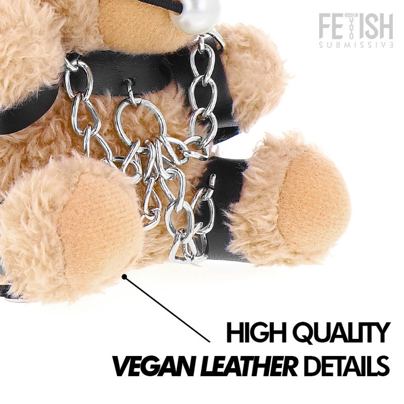 ORSETTO BDSM FOZZIE, PELUCHE FETISH CON ACCESSORI METALLICI, GANCIO INTEGRATO