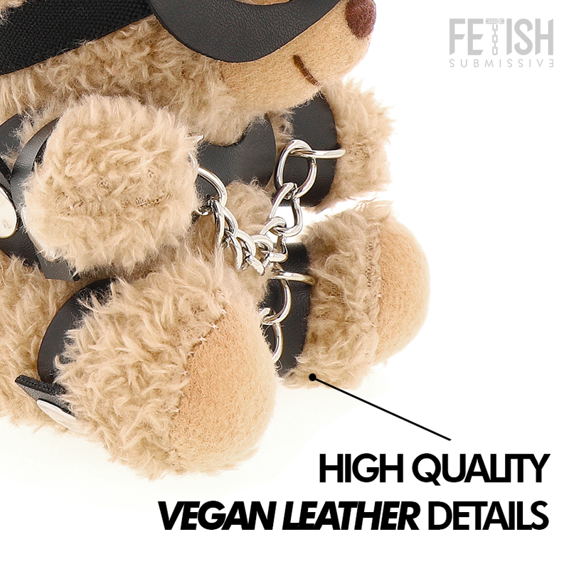 ORSETTO BDSM MISHKA, PELUCHE FETISH CON IMBRACATURE IN PELLE, MASCHERA E CATENE