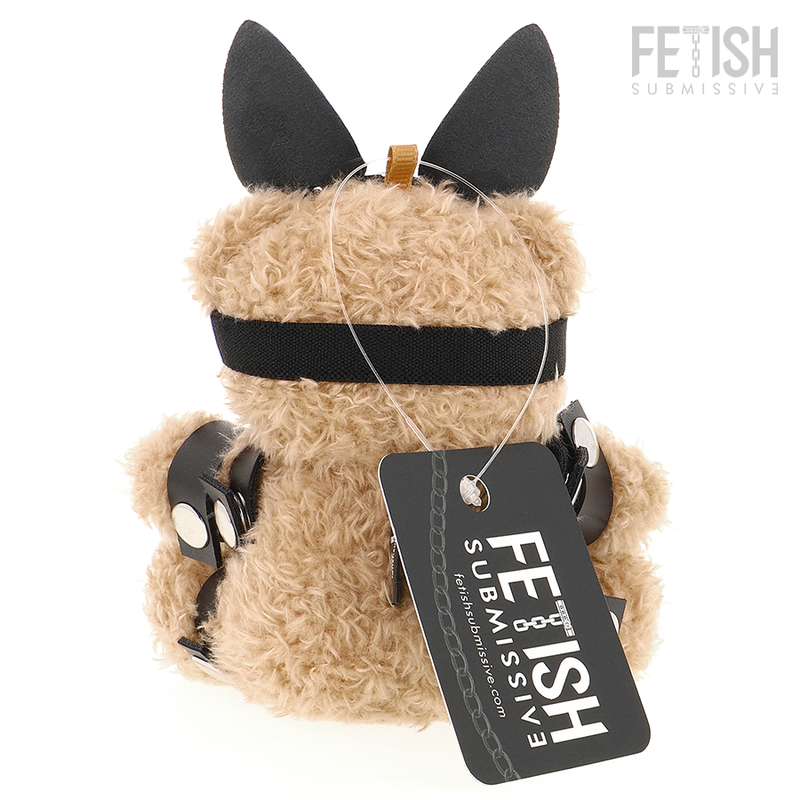 ORSETTO BDSM MISHKA, PELUCHE FETISH CON IMBRACATURE IN PELLE, MASCHERA E CATENE