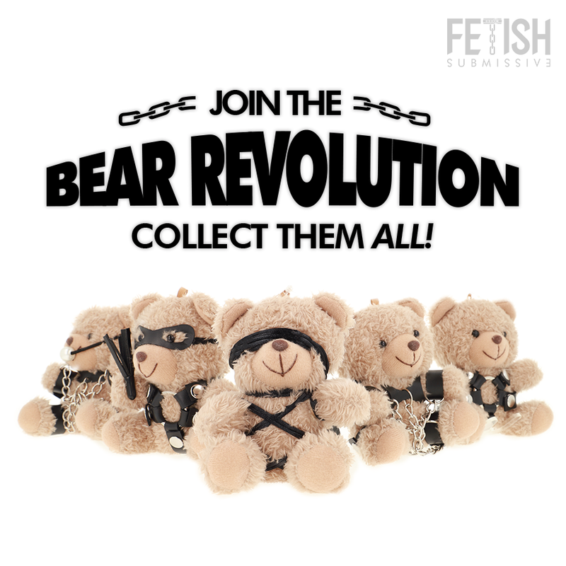ORSETTO BDSM WINNIE, PELUCHE FETISH CON IMBRACATURE IN PELLE, ACCESSORIO COLLEZIONABILE CON GANCIO INTEGRATO
