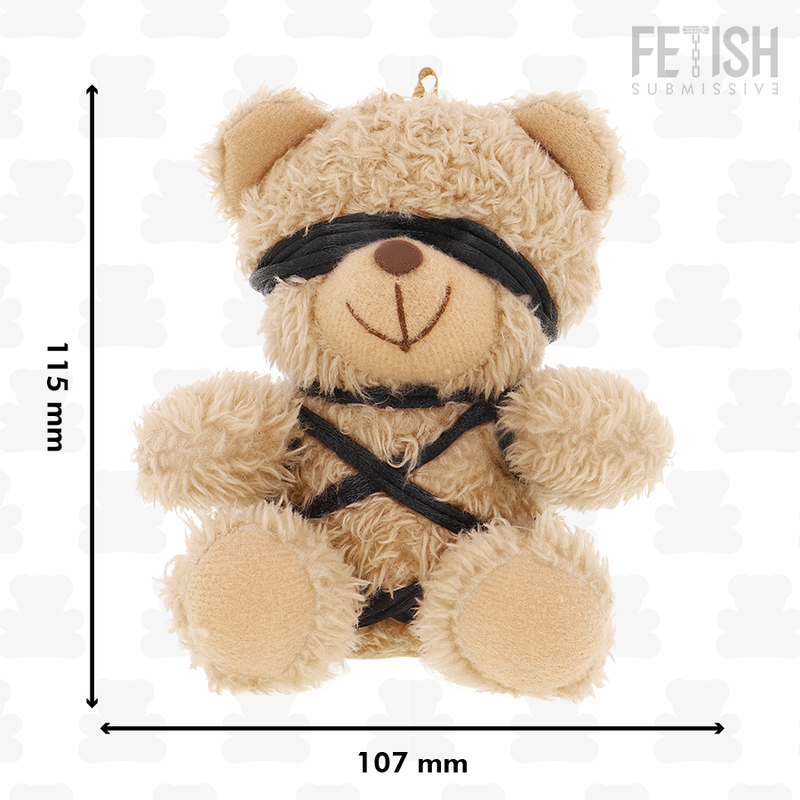 ORSETTO BDSM WINNIE, PELUCHE FETISH CON IMBRACATURE IN PELLE, ACCESSORIO COLLEZIONABILE CON GANCIO INTEGRATO