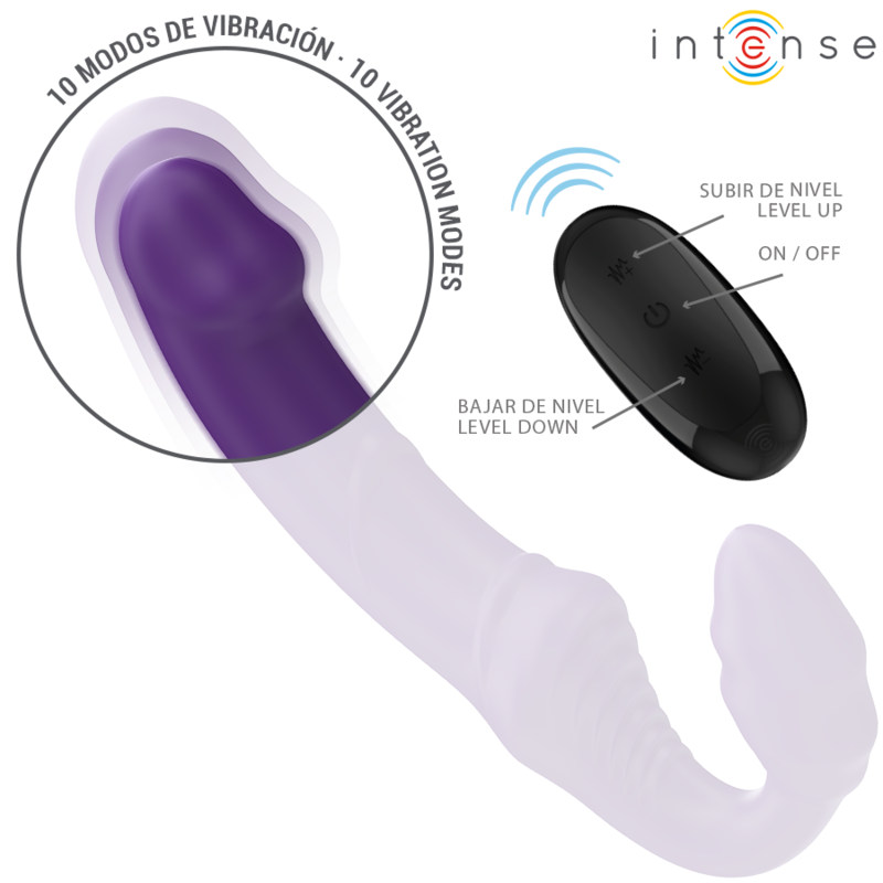 INTENSE - JILL VIBRATORE DOPPIO 20 CM CON TELECOMANDO VIOLA
